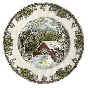 Johnson Bros Friendly Village England Vintage The Covered Bridge Plate-10.5"